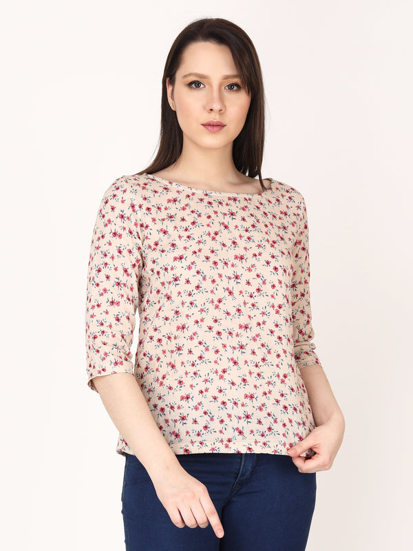 Floral Print White  Regular Casual Wear Top